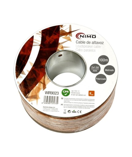 NIMO - SC100 - Cable para altavoz 2×1.5mm, Transparente 