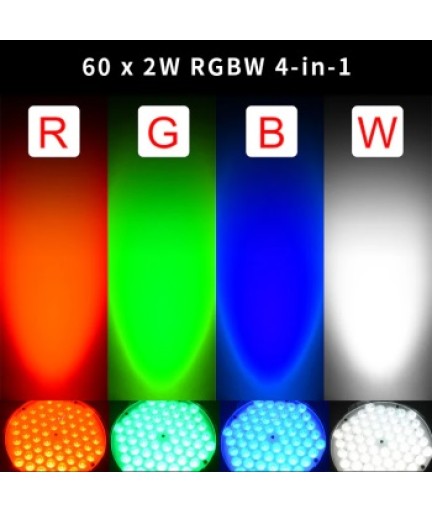 BIG DIPPER - BDLPC120 - Foco Led RGBW QUAD-LED SLIM PAR 60x2W (4 EN 1) BD-LPC120