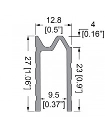 PENN ELCOM - E08253000 -  Perfil Aluminio Híbrido para Madera de 9mm