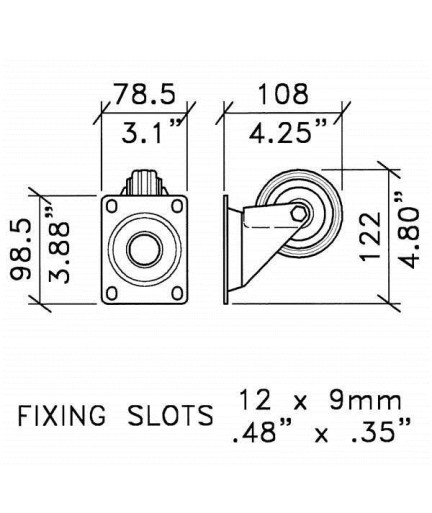 PENN ELCOM - W0980 - Rueda de 80mm sin Freno 