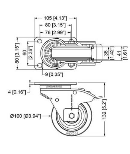 PENN ELCOM - W0985AUTO - Rueda de 4" con Sistema Automático W0985-AUTO