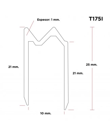 RACK RESEARCH - T175I - Perfil hibridó para maderas de 10mm