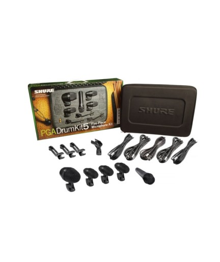 SHURE - PGADRUMKIT5 - Kit de 5 Micrófonos para Batería 